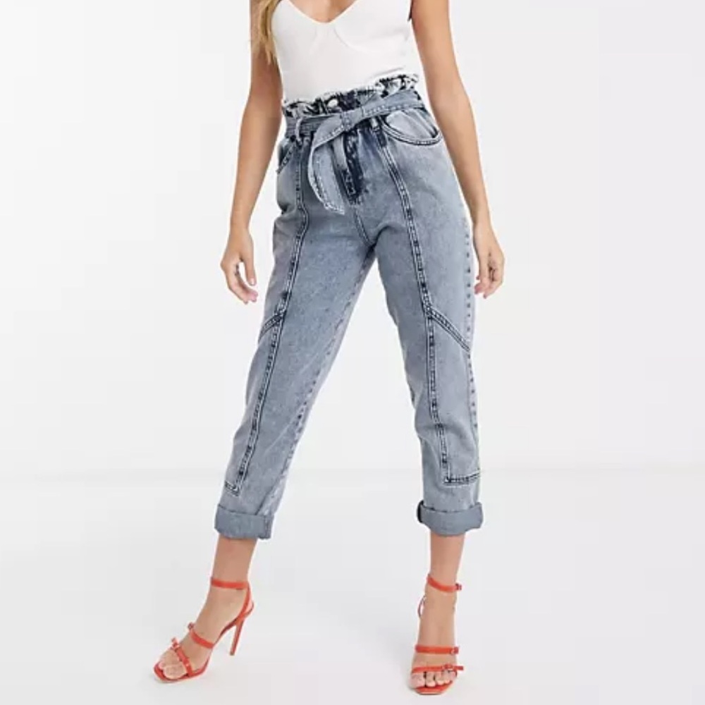 River Island Petite Paperbag Mom Jeans